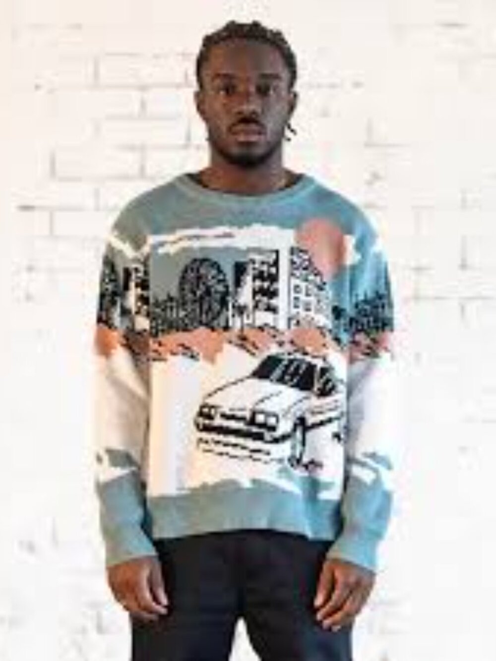 Duvin Men Sweater Skyline Large Green Have A Day Long Sleeve Cabin Core